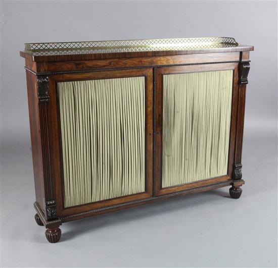 A Regency rosewood dwarf bookcase, W.4ft D.11in. H.3ft 2in.